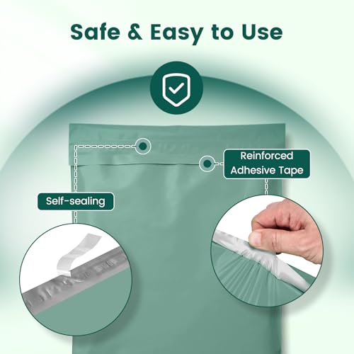 Metronic Bulk Poly Mailers 14.5x19 400 Pack, Self Seal Large Shipping Bags - color: Grayed Jade Green, size: 14.5x19 400PC