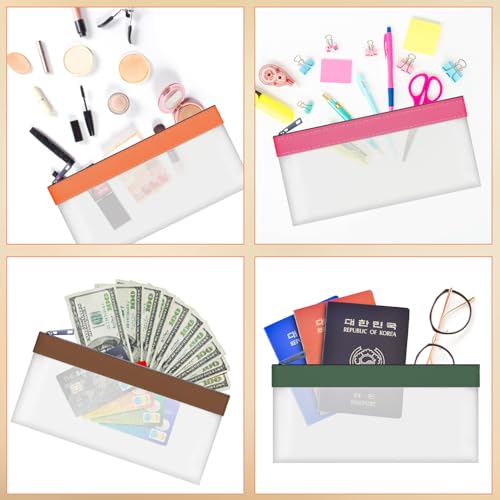 Clear Money Envelopes for Cash Money Bag Pouch 7.6"x3.7" - color: 4 Colors