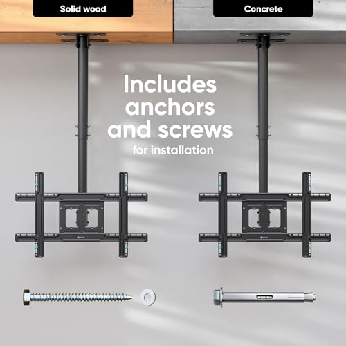 ONKRON Ceiling TV Mount 32-80 Inch, max 150 lbs, max VESA 600x400, Black - color: Black