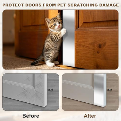 4 x 16 Inches Self Adhesive Door Push Plate,2 Pack - Silver - color: Silver, size: 4 x 16 Inch
