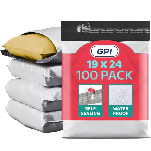 19" x 24" Extra-Large Poly Mailer Envelopes - 500 Count, Self Seal White Plastic Mailing Bags with Adhesive Strip, 2.5 Mil Thick, Waterprrof & Tear/Puncture Proof Unpadded Shipping Mailers - GPI - size: 19" x 24"