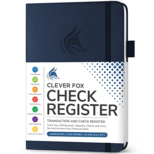 Clever Fox Check Register Book, Checkbook Ledger, 5.8x8.3 Dark Blue - color: Dark Blue, size: A5 (5.8'' x 8.3'')