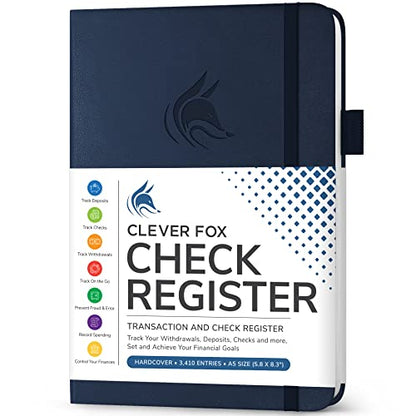 Clever Fox Check Register Book, Checkbook Ledger, 5.8x8.3 Dark Blue - color: Dark Blue, size: A5 (5.8'' x 8.3'')