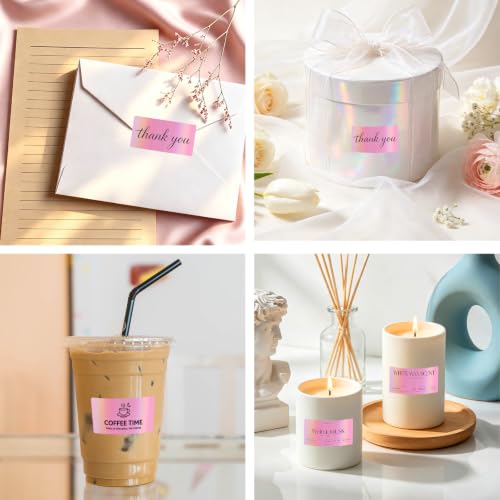 Pink Thermal Label 2x1 Inch- Barcode Labels- Holographic Thermal Sticker Labels for Address, Shipping, Compatible with Rollo Label Printer & MUNBYN& Zebra (300 Sheets/Pink) - color: Holographic Baby Pink, size: 2"x 1"