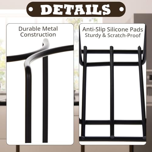 Maxdot 2 Pcs 5 Section Coffee Cup Organizers 23 x 5 x 8.5 Inch Wire Rack Coffee Cup and Lid Holder Black Iron Lid Dispenser Countertops Station Organizer for Kitchen Storage Essentials - size: 23 x 5 x 8.5 Inch