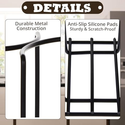 Maxdot 2 Pcs 5 Section Coffee Cup Organizers 23 x 5 x 8.5 Inch Wire Rack Coffee Cup and Lid Holder Black Iron Lid Dispenser Countertops Station Organizer for Kitchen Storage Essentials - size: 23 x 5 x 8.5 Inch