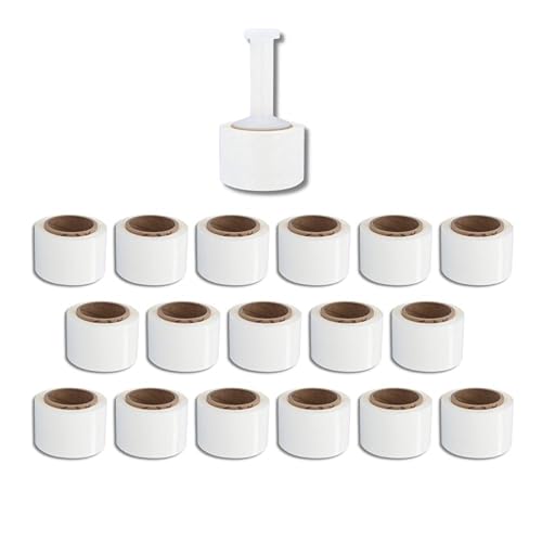 PSBM Dark White Mini Stretch Wrap with Plastic Handle, 18 Rolls 3 Inch x 1000 Feet 80 Gauge Heavy Duty Plastic Wrap Industrial Strength Shrink Film for Moving, Packing & Shipping - color: White, size: 3 Inch
