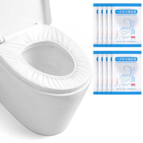 Thinp 10 Pcs Toilet Seat Covers Disposable, Portable Toilet Seat Mat for Travel Waterproof Toilets Seats Cushion for Travel Hotel Hospital (Individual Package, Universal)