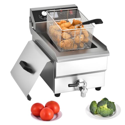 Commercial Deep Fryer with Basket, 1700w 16Qt Heavy Duty Countertop Fryer - size: 101V