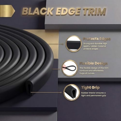 Tondiamo Rubber U Channel Edge Trim, Door Seal Strip - color: Black, size: 10.01 Feet,1/8 Inch