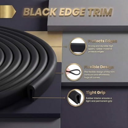 Tondiamo Rubber U Channel Edge Trim, Door Seal Strip - color: Black, size: 10.01 Feet,1/8 Inch