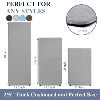 HEBE Anti Fatigue Kitchen Rugs Set of 3, Cushioned Kitchen Mats for Floor - color: Grey