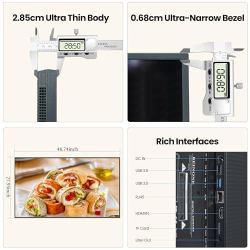 55 Inch Digital Signage Display, 4K FHD 1000 Nits Advertising Screen, Android 14.0 Wall Mount Digital Menu Board for Restaurants, Smart tv signage with 4GB RAM 64GB Storage, Smart Split Screen - size: 55 inches