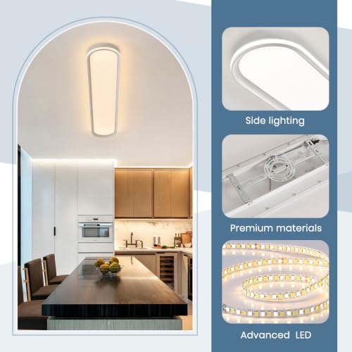 ADISUN Modern LED Ceiling Light Dimmable Linear Ceiling Light 47in Semi Flush Mount Long Lights with Remote Control and Side Lighting for Living Room Kitchen Dining Room - color: White-1Pack, size: 47 Inch