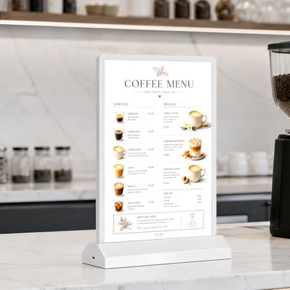 A4 LED Desktop Light Box, Adjustable Brightness USB Charging Backlit Menu Sign for Bar Restaurant Wedding