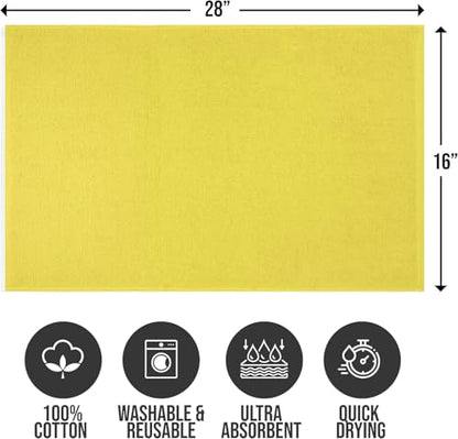 Salon Towels – Pack of 24 (16"x27") 100% Cotton Ring Spun (Not Bleach Proof) Ultra Soft, Highly Absorbent Hand Towels – Bulk for Spa, Gym & Salon (Yellow) - color: Yellow