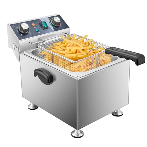 WaterElfo Electric Deep Fryer - 13L 13.7QT Commercial Deep Fryer 1800W 120V18.7Pounds withTroperature Control and Timer Large Basket Fryer for Commercial and Domestic Kitchens - size: 13L 1800W