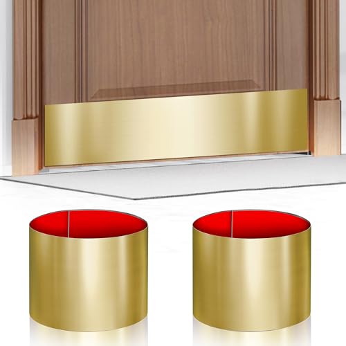 2 PCS 8" x 34" Self Adhesive Brushed Door Kick Plate for 36" Door Bottom - color: Brushed Gold, size: 2 PCS