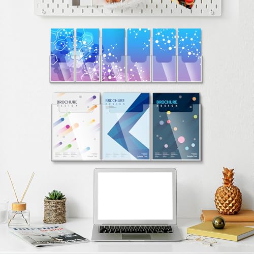 Sherr 2 Pcs Acrylic Brochure Pamphlet Holder Wall Mount 2 Sizes 9 Pocket