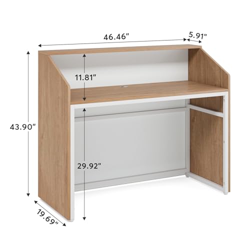 Tribesigns Reception Desk with Counter, Modern Front Desk Reception Room Table with Cable Grommet, 47 inch Retail Counter for Checkout, Lobby, Beauty Salon, Home Office Desk, Oak - color: Oak