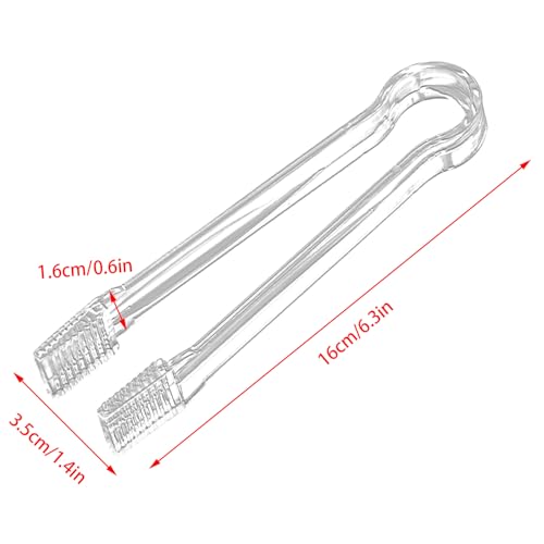 10 Pcs Plastic Buffet Serving Tongs, Clear Kitchen Tongs Mini Serving Utensil Tongs for Food Ice Salad Buffet Barbecue Cookies, 6.3 Inches - color: Clear