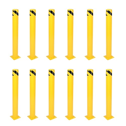 Kojem 12 Set 42 inch Steel Safety Bollard Parking Barrier Post Safety - size: 12Pcs