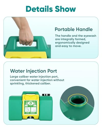 Portable Eyewash Station 8 Gallon, OSHA Approved Eye Wash Station for Wall, Gravity Fed Emergency Eye Wash Station with 15 Minute Flush, Portable Eye Wash Station for Construction Site Lab Garage
