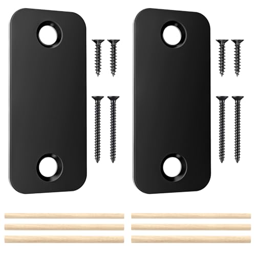 1" x 2-1/4" Door Hole Cover Plate Stainless Steel Door Strike Filler Plate - color: Black, size: 2 Pack