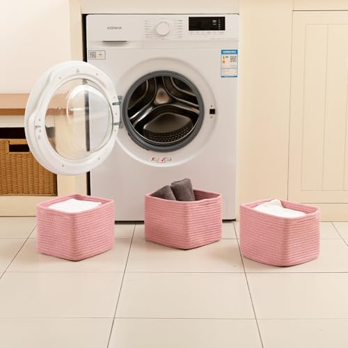 OIAHOMY 3 PACK Cube Storage Bins Storage Baskets Shelf Bins Pink - color: Pink
