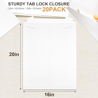 20 Pack 16x20 in Tab Lock Rigid Mailers Extra Large,White - color: White, size: 16 x 20 inches