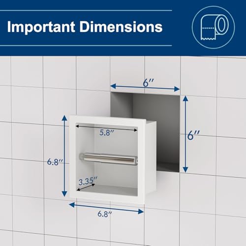 Neodrain White 304 Stainless Steel Recessed in Wall Toilet Paper Holder - color: White, size: 6X6In