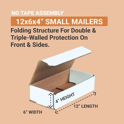 BOX USA Shipping Boxes Small 12"L x 6"W x 4"H 50-Pack - Corrugated Cardboard Box for Shipping, Mailing, Packing, Packaging and Storage - size: 12x6x4