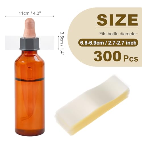 PATIKIL Shrink Wrap Bands 4.3"x1.4"/110x35mm 300pcs PVC Clear Bottle Seals - size: 4.3 x 1.4 Inch