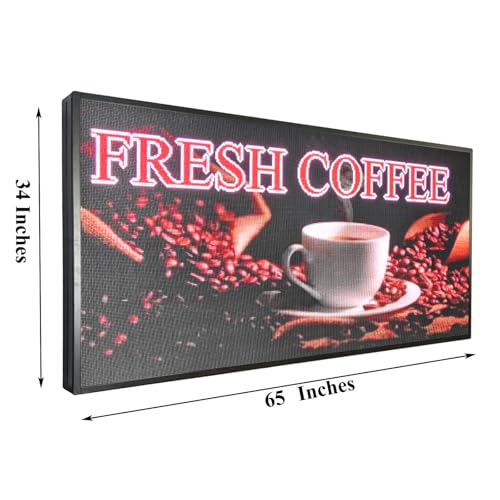 P5 Outdoor 65"x34" LED Sign Programmable Digital Board -High-Res Scrolling Display, USB and WiFi Control, Custom Images & Video for Business