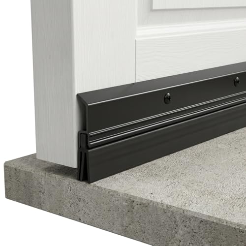 Heavy Duty Silver Triple Seal Door Sweep for Gaps up to 1" Made in USA V-62T (3 FT (36") Long) (Black, 36 INCHES)