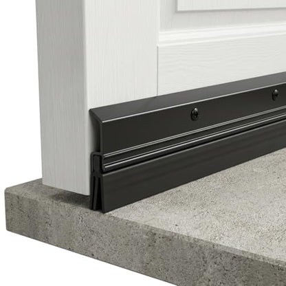 Heavy Duty Silver Triple Seal Door Sweep for Gaps up to 1" Made in USA V-62T (3 FT (36") Long) (Black, 36 INCHES)