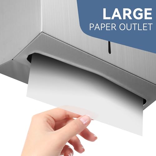 Commercial Paper Towel Dispenser Wall Mount - Heavy Duty Stainless Steel Multifold Paper Towel Dispenser for Bathroom Restroom & Office - Fits C Fold Trifold Hand Towels - color: Brushed