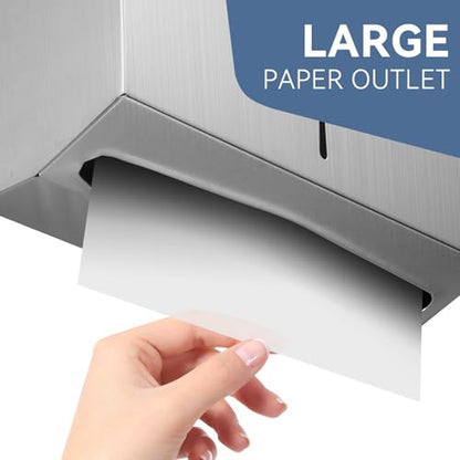 Commercial Paper Towel Dispenser Wall Mount - Heavy Duty Stainless Steel Multifold Paper Towel Dispenser for Bathroom Restroom & Office - Fits C Fold Trifold Hand Towels - color: Brushed