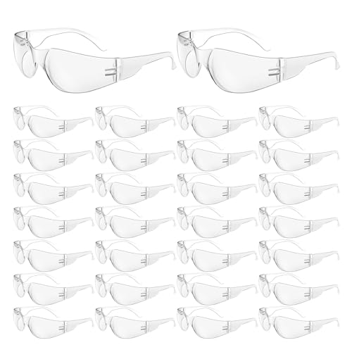 WFEANG 30 Pack Clear Safety Glasses for Men Women, ANSI Z87.1 Work Glasses - color: 30clear
