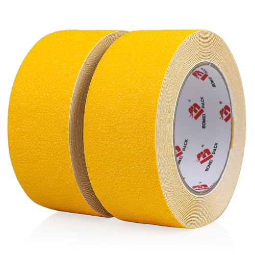 BOMEI PACK Anti Slip Traction Tape,2 Inch x 16.5 Ft,Heavy Duty Non Slip Tape,Grip Tape for Stairs, Tread Step, Indoor & Outdoor Use,Waterproof Stairs Non Skid Treads (Yellow) - color: Yellow