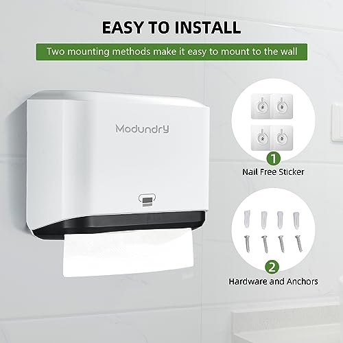 Multifold Wall Mount Paper Towel Dispenser for Bathroom,No-Drill, White - color: 5859-white, size: 210 Sheet