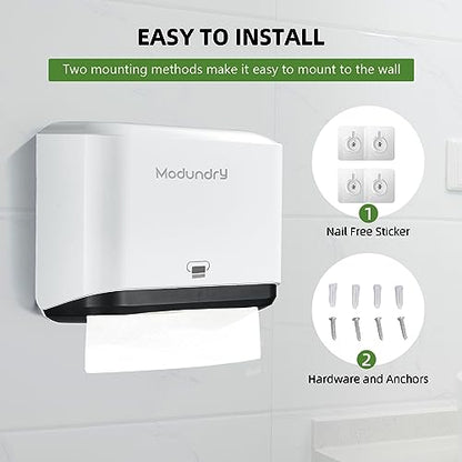 Multifold Wall Mount Paper Towel Dispenser for Bathroom,No-Drill, White - color: 5859-white, size: 210 Sheet