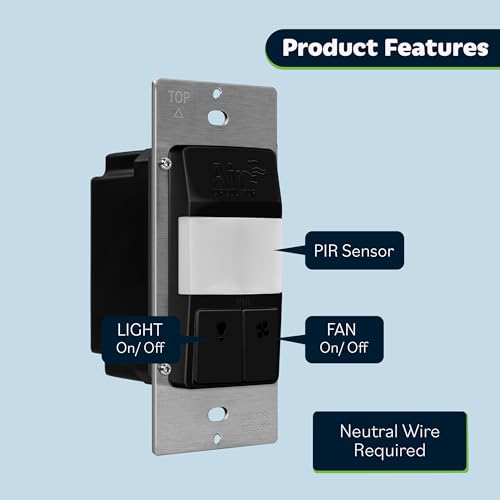 TOPGREENER Air Circulator Timer Switch with PIR Light Motion Sensor - color: Black, size: Light&Fan Sensor Combo