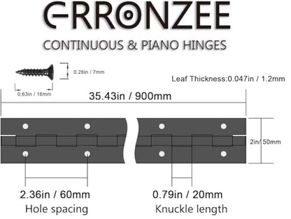 Black Piano Hinge 36 Inch x 2 Inch Open Width - color: Black, size: 36" Long x 2" Overall Width