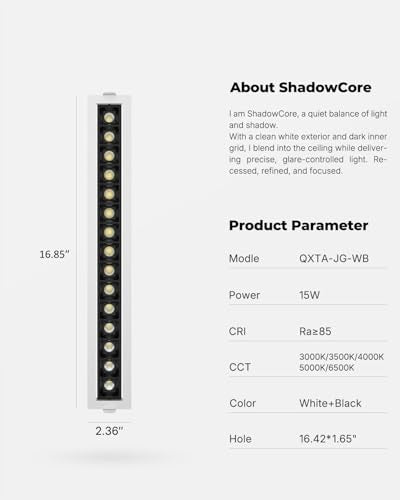 SCON 15W Linear Recessed Lighting with White Trim, 5 CCT Selectable 16 Pack - color: White / Black - 16 Pack (15W 5CCT), size: 16 Pack