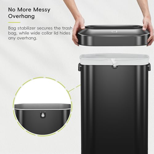 EKO Urban 16 Gallon/60 Liter Open Top Stainless Steel Slim Commercial Trash Can, Tall Kitchen Trash Bin, Heavy-Duty Commercial Grade Large Garbage Bin for Home, Office, Hotel, Restaurant, Matte Black - color: Matte Black, size: 60 Liter, Slim