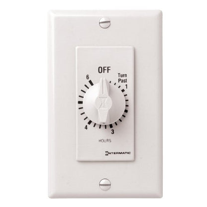 Intermatic FD6HW 6-Hour Spring-Loaded Auto-off Wall Timer for Fans and Lights, White - color: White, size: 6-Hour, style: Without Hold on Timer