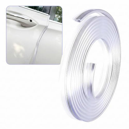 Car Door Scratch Protection Strip, 16.4 Ft U-shaped Flexible Entry Guard, Scratch-resistant Cushioning Trim with Non-slip Inner, DIY Cuttable Accessory for Cars Trucks SUVs (Transparent)