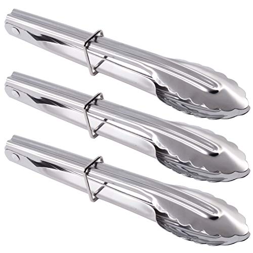 HINMAY Mini Stainless Steel Serving Tongs Small Tongs Set (7-Inch 3 Pieces) - size: 7" 7" 7"