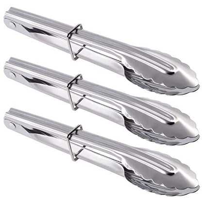 HINMAY Mini Stainless Steel Serving Tongs Small Tongs Set (7-Inch 3 Pieces) - size: 7" 7" 7"